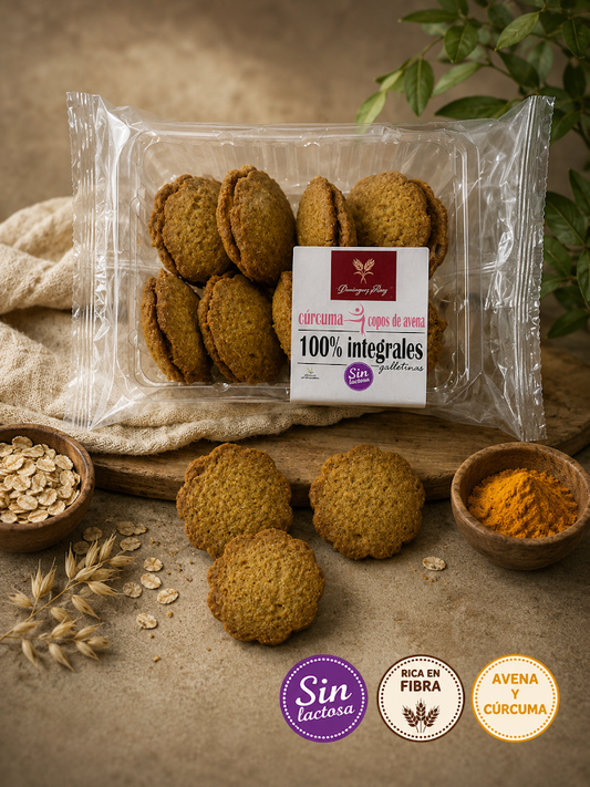 Galletas 100% integrales con copos de avena y cúrcuma