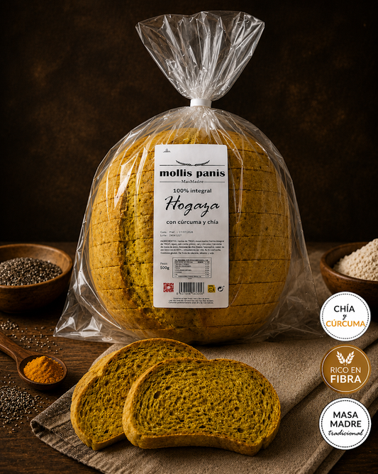 Hogaza 100% integral con chía y cúrcuma