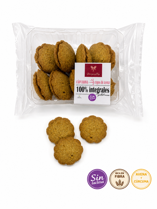 Galletas 100% integrales con copos de avena y cúrcuma