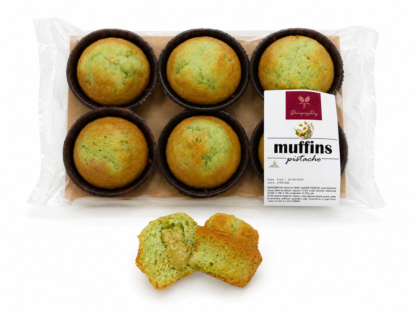 Muffins rellenos crema pistacho